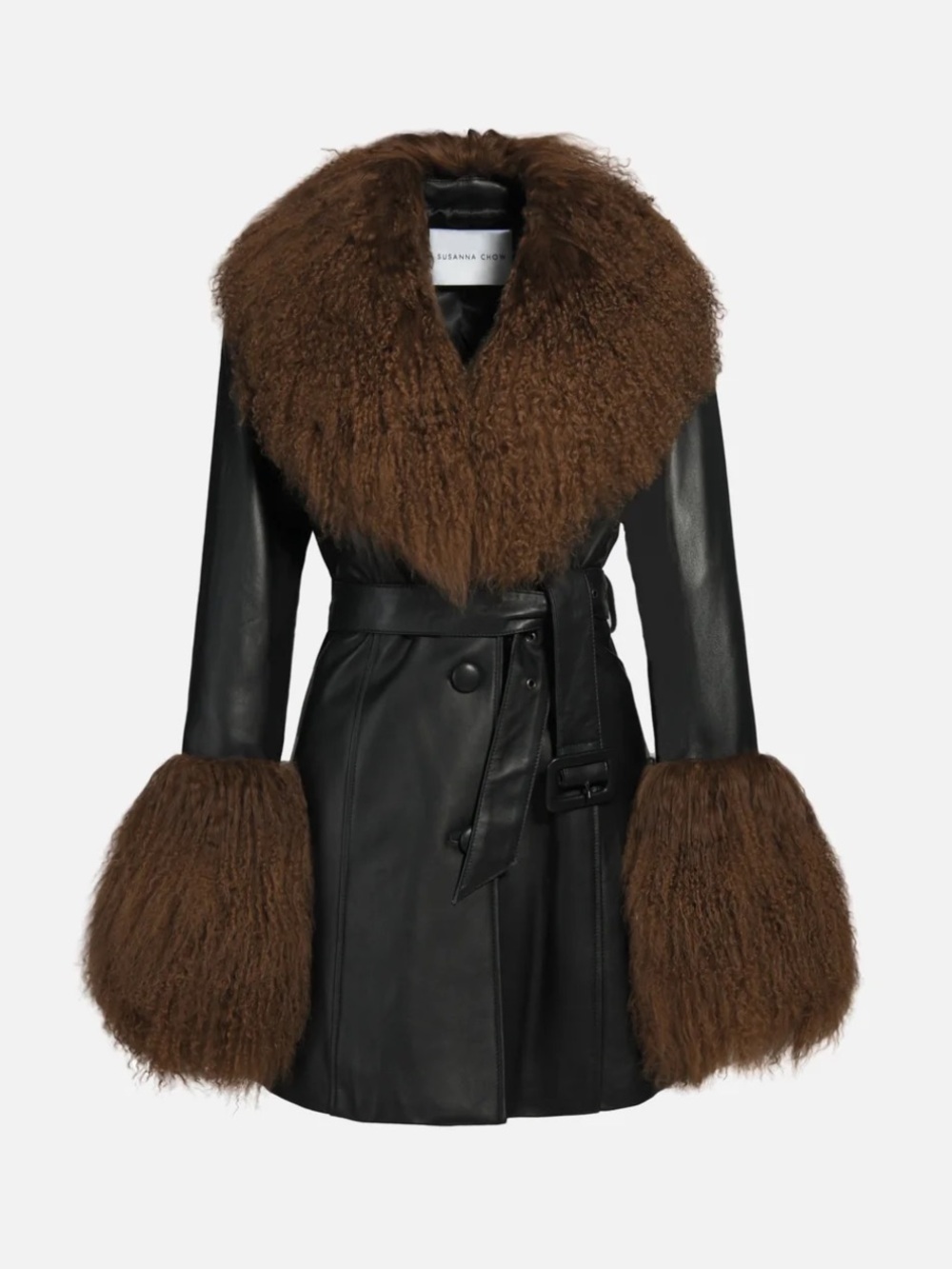 MIMI LEATHER SHEARLING COAT